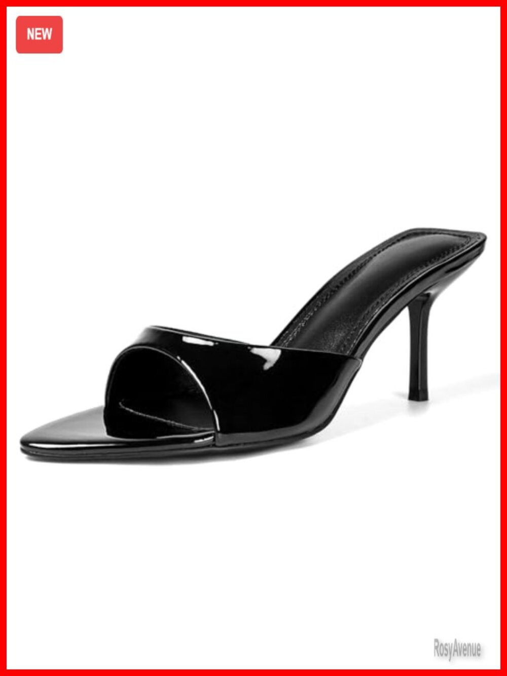 QIV Kitten Heels Pointed Open Toe Mule Heeled Sandals